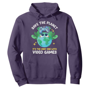 Earth Day Hoodie Save the Planet It's the Only One With Video Games Funny Gamer TS09 Purple Print Your Wear
