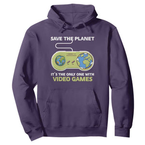 Earth Day Hoodie Save the Planet It's the Only One With Video Games Funny Gamer TS09 Purple Print Your Wear