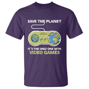 Earth Day T Shirt Save the Planet It's the Only One With Video Games Funny Gamer TS09 Purple Print Your Wear