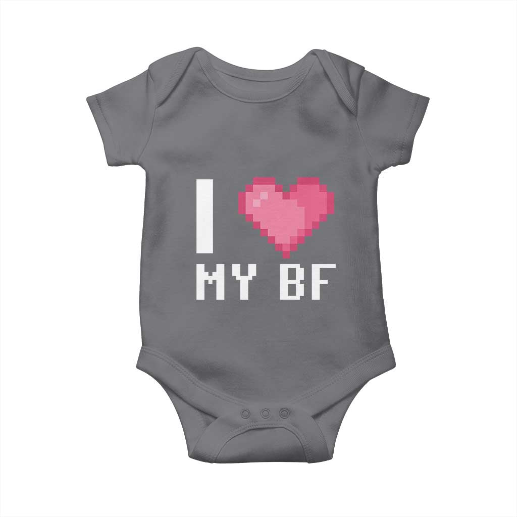 Funny Girlfriend Baby Onesie I Love My BF Boyfriend Valentines TS09 Charcoal Print Your Wear