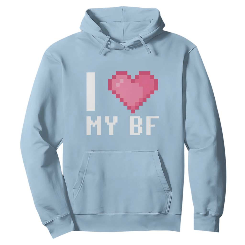 Funny Girlfriend Hoodie I Love My BF Boyfriend Valentines TS09 Light Blue Print Your Wear