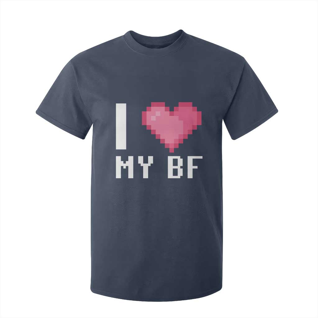 Funny Girlfriend T Shirt For Kid I Love My BF Boyfriend Valentines TS09 Navy Print Your Wear
