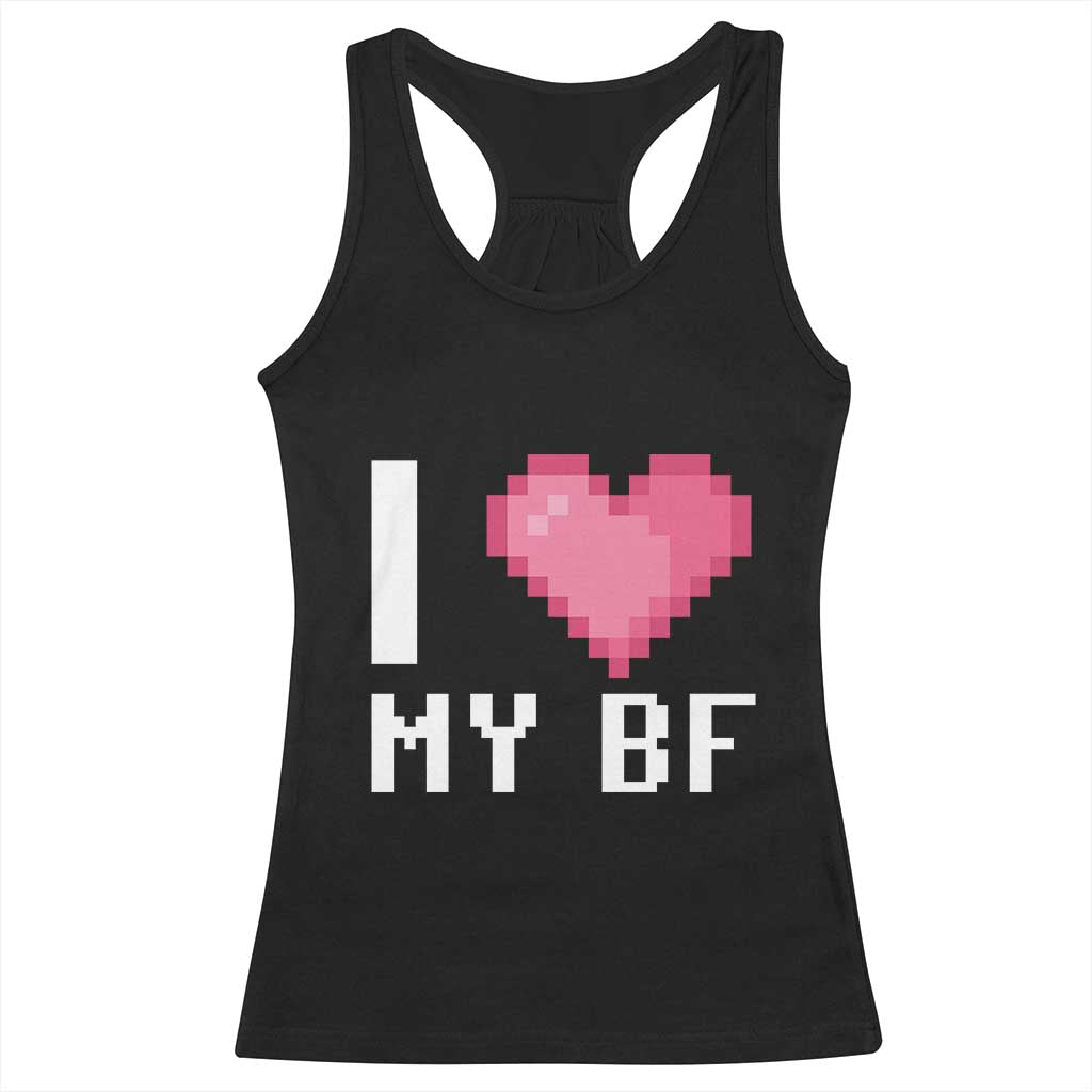 Funny Girlfriend Racerback Tank Top I Love My BF Boyfriend Valentines TS09 Black Print Your Wear