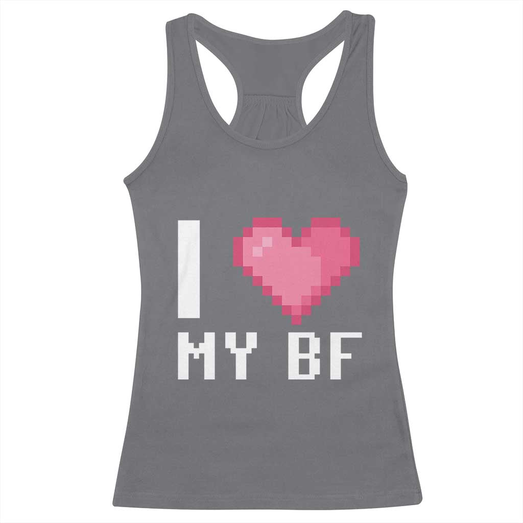 Funny Girlfriend Racerback Tank Top I Love My BF Boyfriend Valentines TS09 Charcoal Print Your Wear