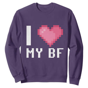 Funny Girlfriend Sweatshirt I Love My BF Boyfriend Valentines TS09 Purple Print Your Wear