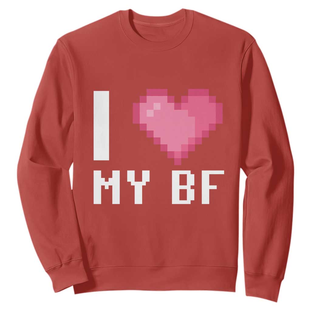 Funny Girlfriend Sweatshirt I Love My BF Boyfriend Valentines TS09 Red Print Your Wear