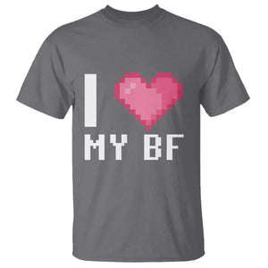 Funny Girlfriend T Shirt I Love My BF Boyfriend Valentines TS09 Charcoal Print Your Wear