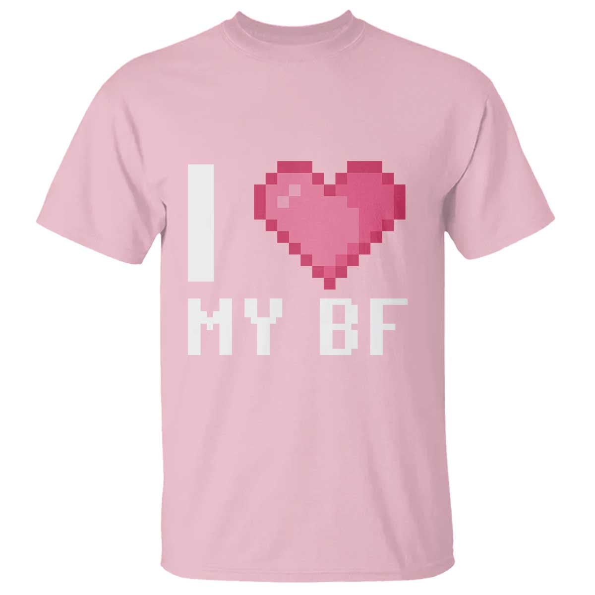 Funny Girlfriend T Shirt I Love My BF Boyfriend Valentines TS09 Light Pink Print Your Wear