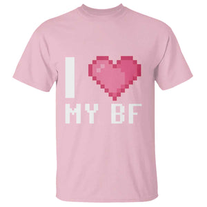 Funny Girlfriend T Shirt I Love My BF Boyfriend Valentines TS09 Light Pink Print Your Wear