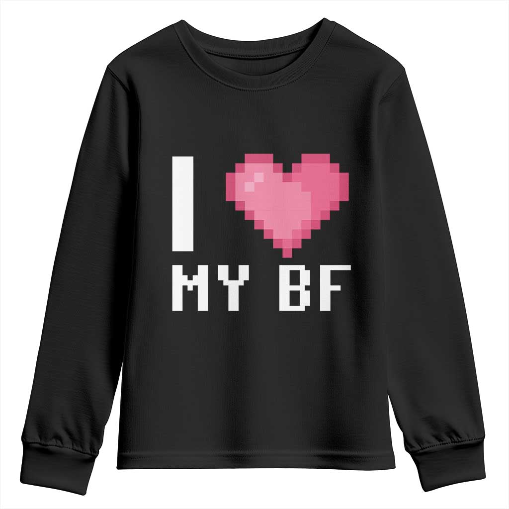 Funny Girlfriend Youth Sweatshirt I Love My BF Boyfriend Valentines TS09 Black Print Your Wear