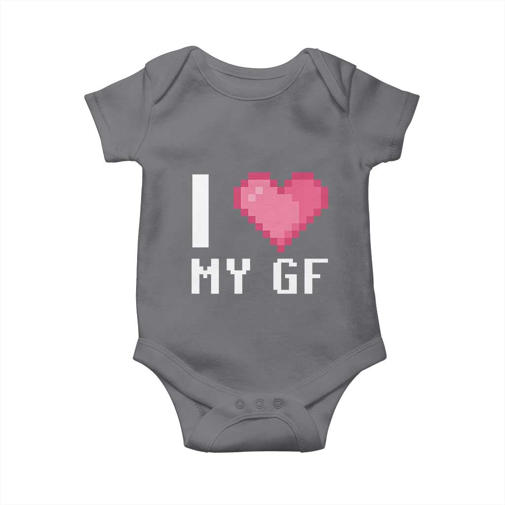 Funny Boyfriend Baby Onesie I Love My GF Girlfriend Valentines TS09 Charcoal Print Your Wear