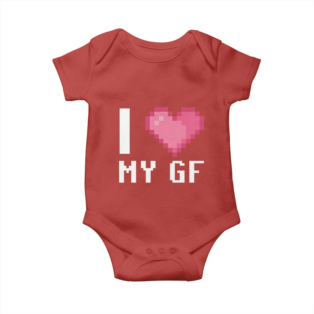 Funny Boyfriend Baby Onesie I Love My GF Girlfriend Valentines TS09 Red Print Your Wear