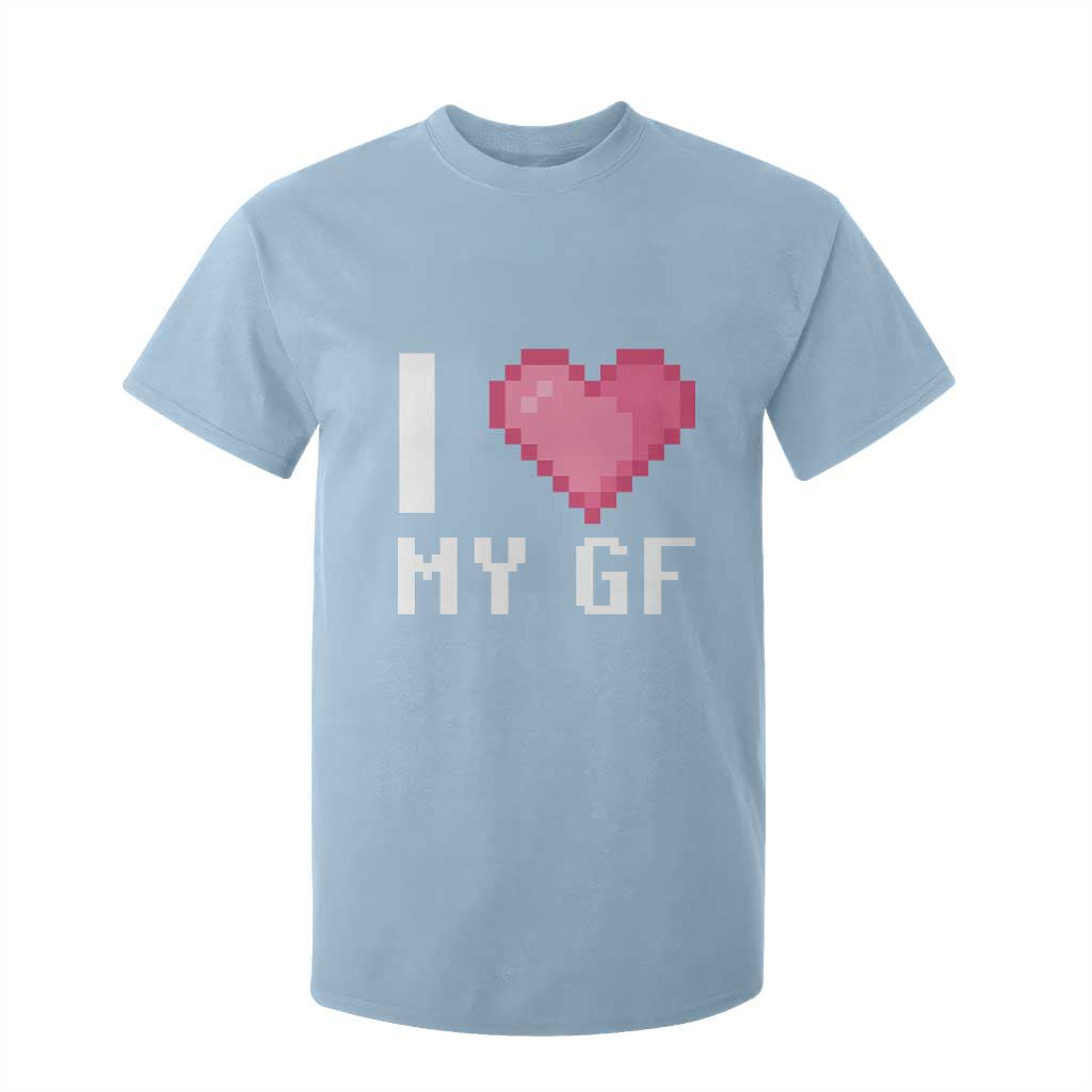 Funny Boyfriend T Shirt For Kid I Love My GF Girlfriend Valentines TS09 Light Blue Print Your Wear