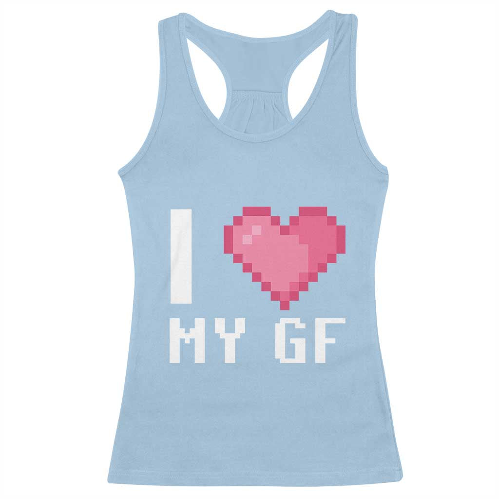Funny Boyfriend Racerback Tank Top I Love My GF Girlfriend Valentines TS09 Light Blue Print Your Wear