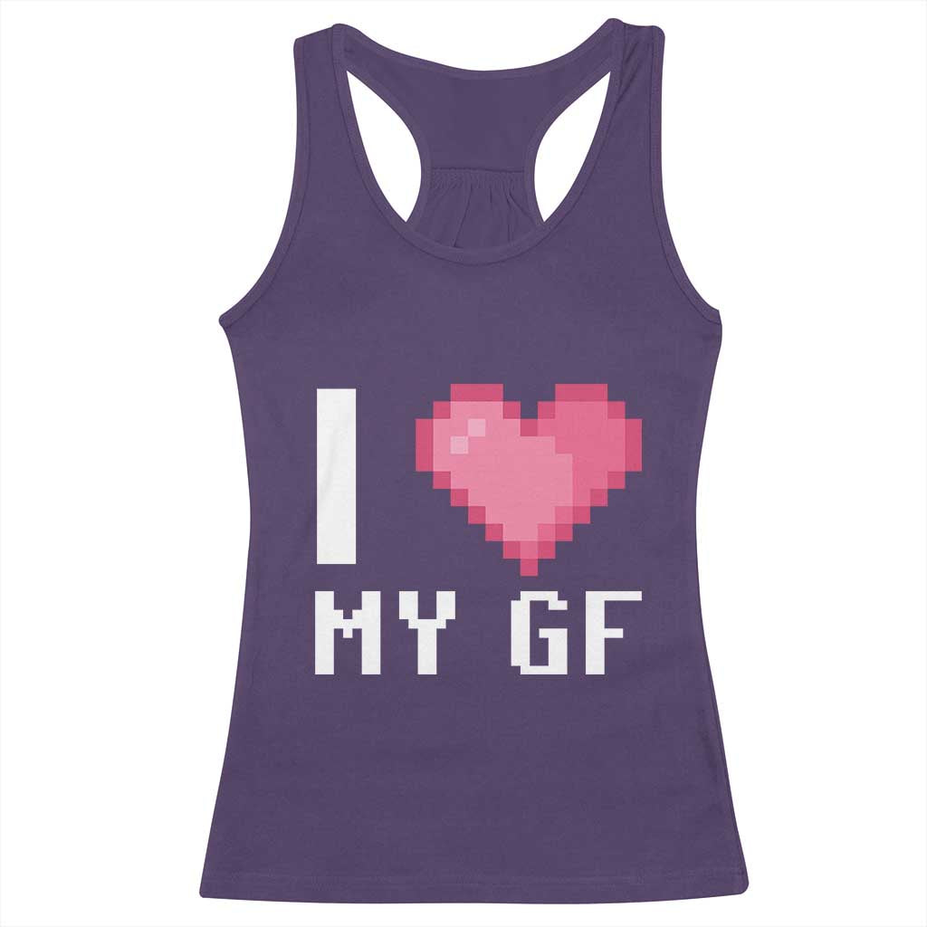 Funny Boyfriend Racerback Tank Top I Love My GF Girlfriend Valentines TS09 Purple Print Your Wear