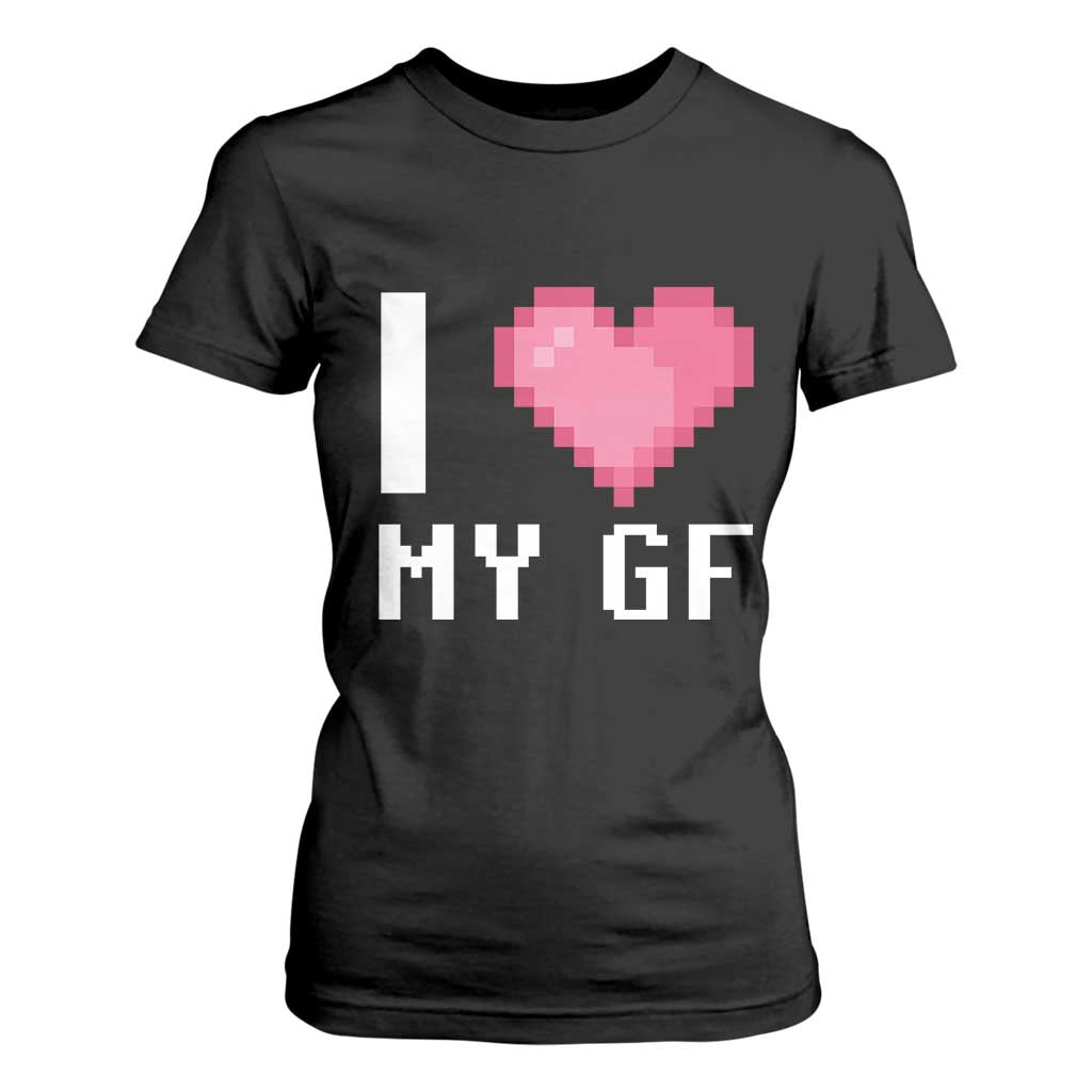 Funny Boyfriend T Shirt For Women I Love My GF Girlfriend Valentines TS09 Black Print Your Wear