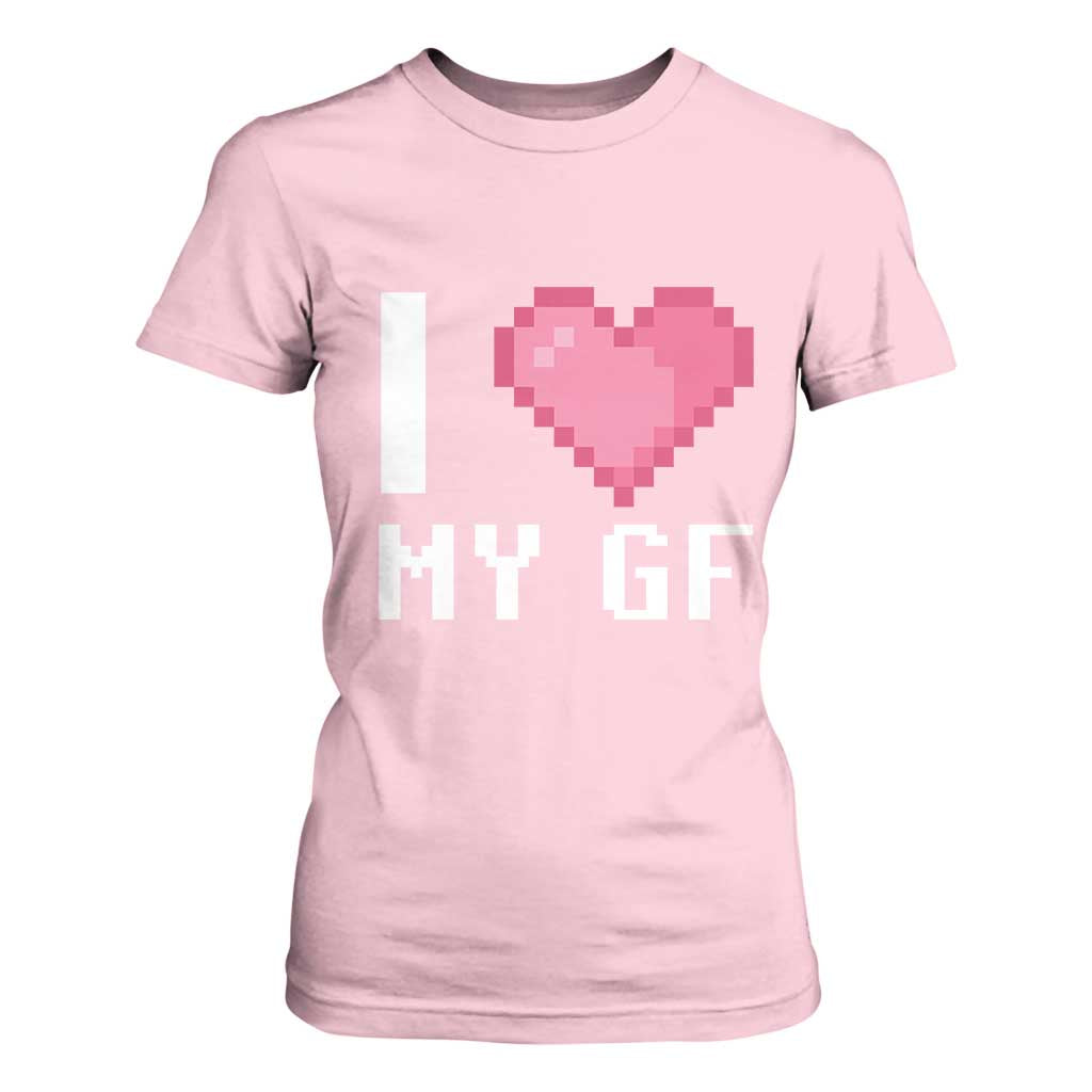 Funny Boyfriend T Shirt For Women I Love My GF Girlfriend Valentines TS09 Light Pink Print Your Wear