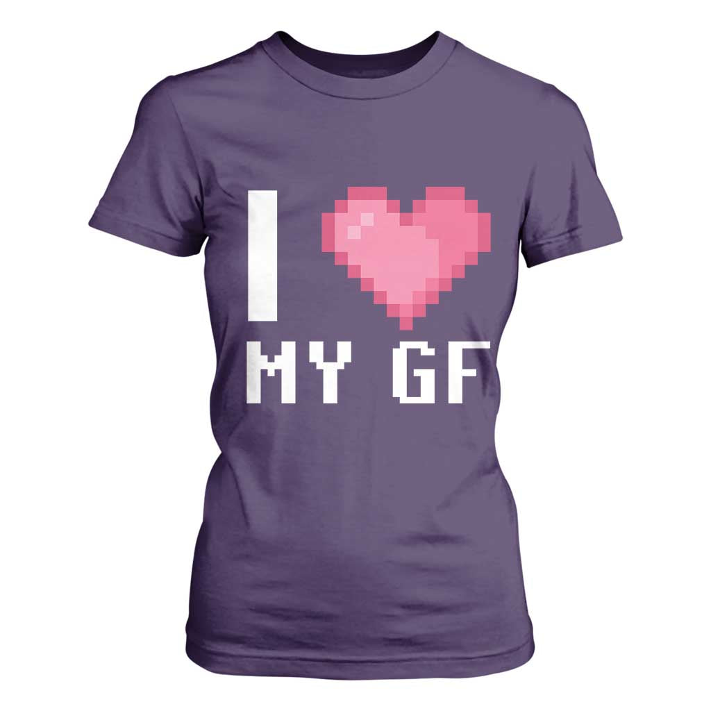 Funny Boyfriend T Shirt For Women I Love My GF Girlfriend Valentines TS09 Purple Print Your Wear