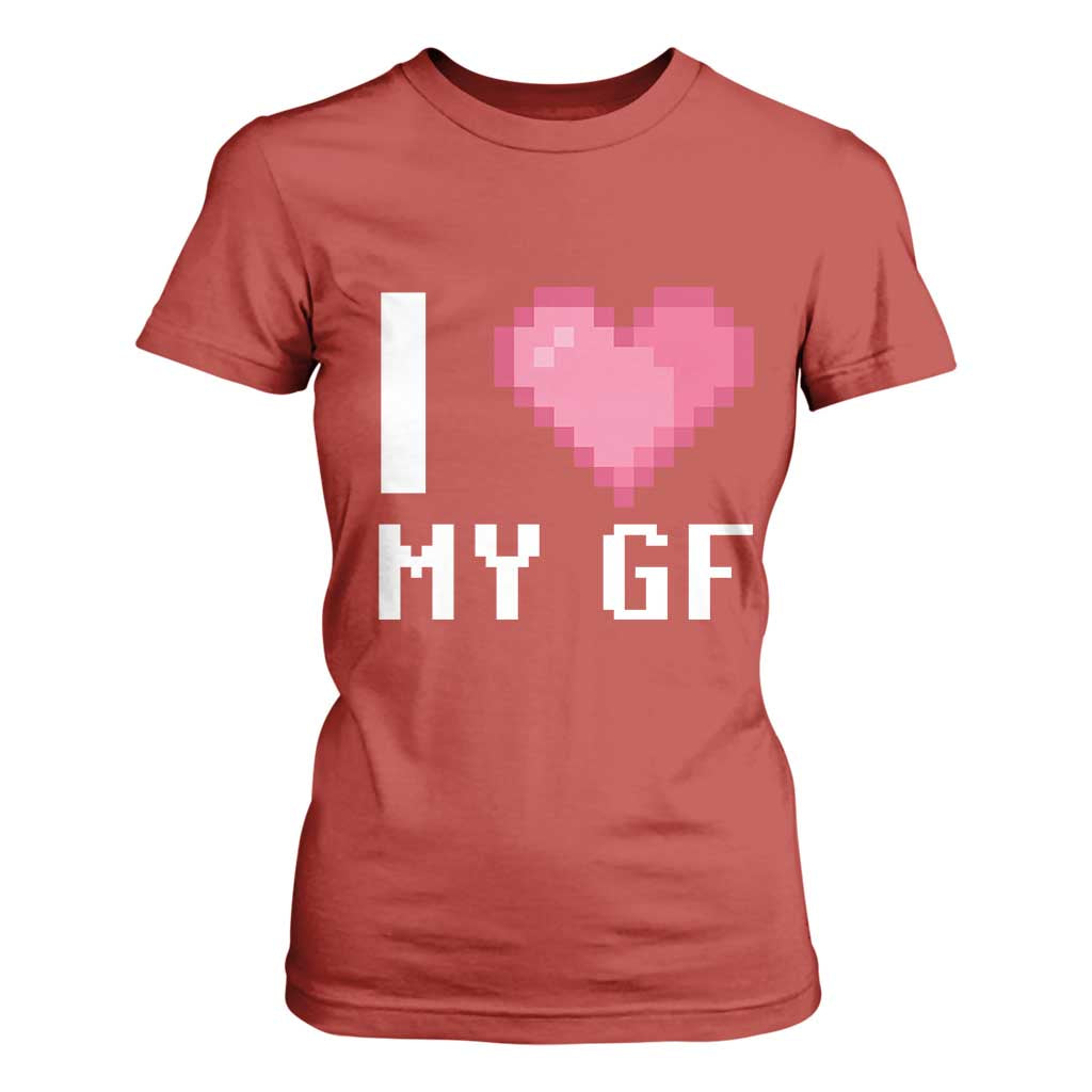 Funny Boyfriend T Shirt For Women I Love My GF Girlfriend Valentines TS09 Red Print Your Wear