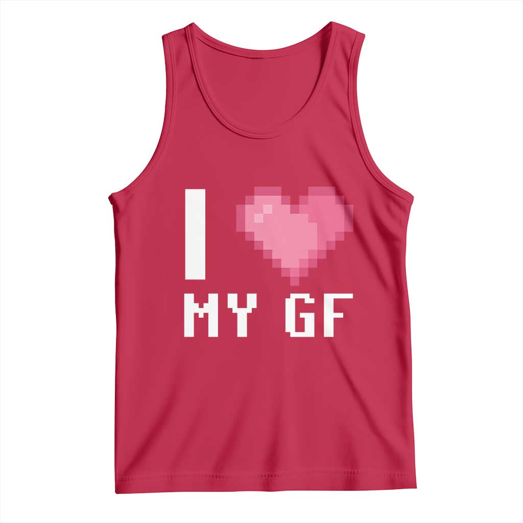 Funny Boyfriend Tank Top I Love My GF Girlfriend Valentines TS09 Red Print Your Wear