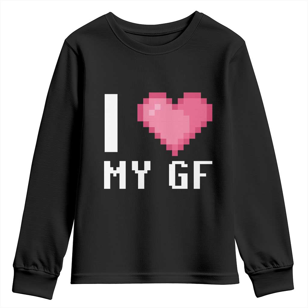Funny Boyfriend Youth Sweatshirt I Love My GF Girlfriend Valentines TS09 Black Print Your Wear
