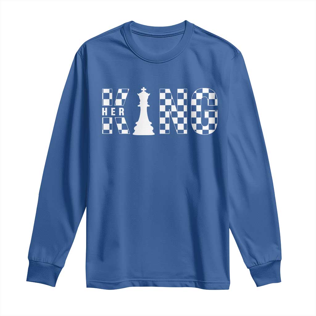 Her King Chess Couple Matching Long Sleeve Shirt TS09 Royal Blue Print Your Wear