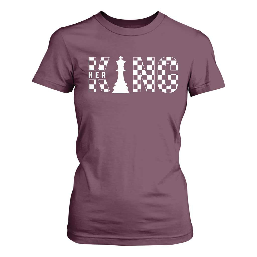 Her King Chess Couple Matching T Shirt For Women TS09 Maroon Print Your Wear