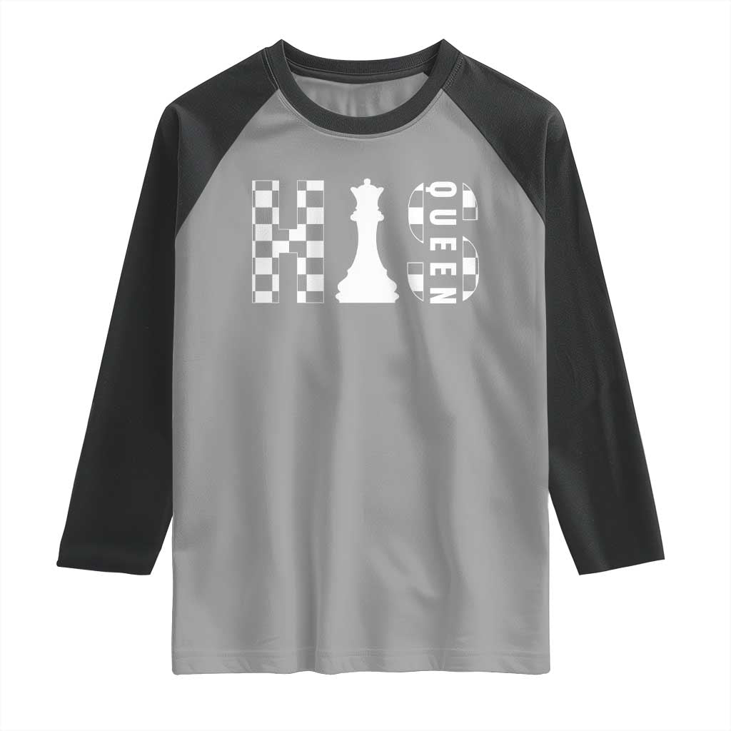 His Queen Chess Couple Matching Raglan Shirt TS09 Sport Gray Black Print Your Wear