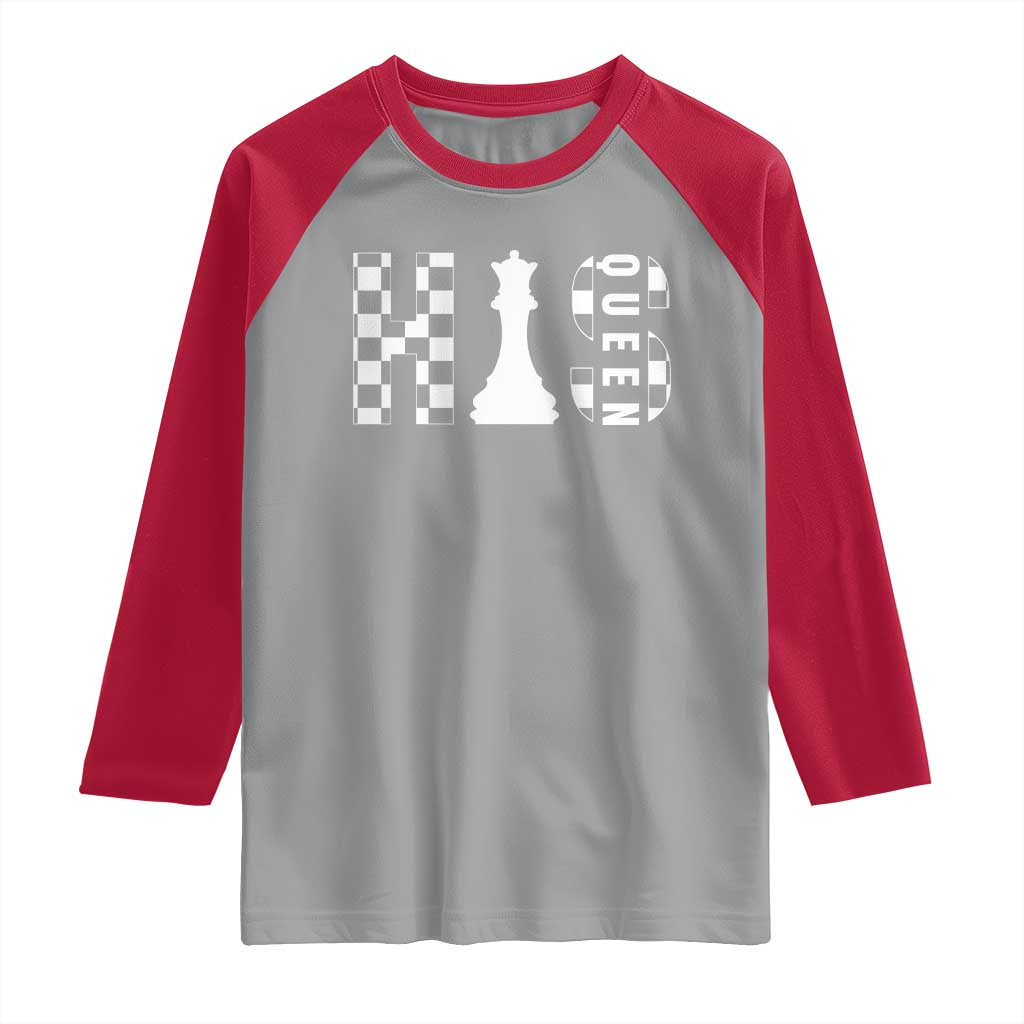 His Queen Chess Couple Matching Raglan Shirt TS09 Sport Gray Red Print Your Wear