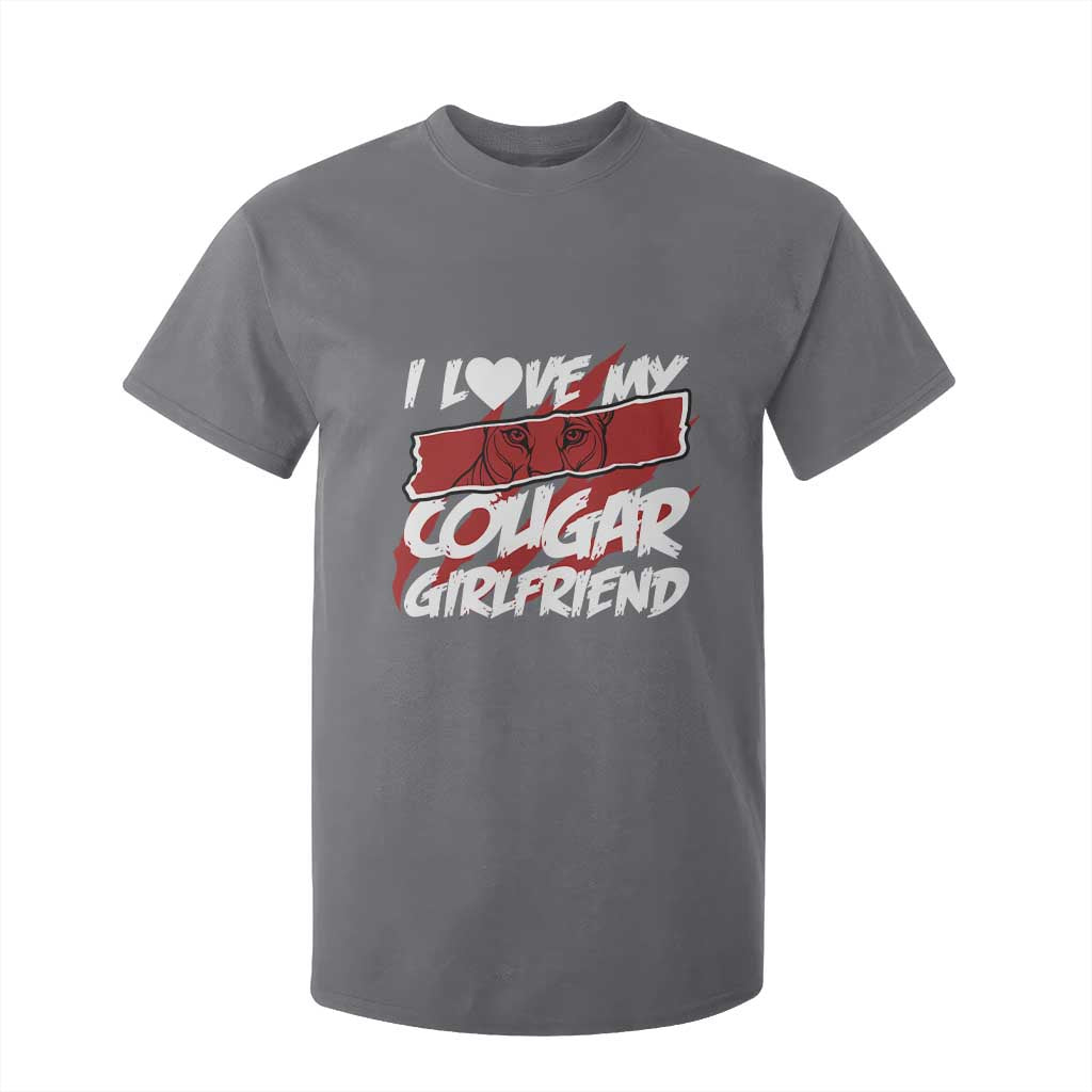 Funny Boyfriend T Shirt For Kid I Love My Cougar Girlfriend Valentines TS09 Charcoal Print Your Wear
