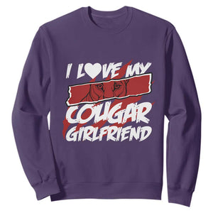 Funny Boyfriend Sweatshirt I Love My Cougar Girlfriend Valentines TS09 Purple Print Your Wear