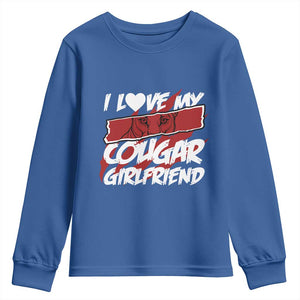 Funny Boyfriend Youth Sweatshirt I Love My Cougar Girlfriend Valentines TS09 Royal Blue Print Your Wear