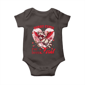 Funny Valentine's Day Baby Onesie Sorry Cupid I've Been Feral Raccoon TS09 Dark Chocolate Print Your Wear