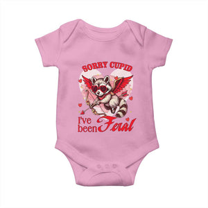 Funny Valentine's Day Baby Onesie Sorry Cupid I've Been Feral Raccoon TS09 Light Pink Print Your Wear
