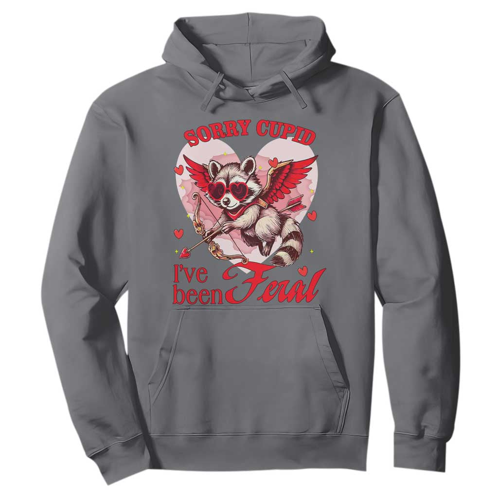 Funny Valentine's Day Hoodie Sorry Cupid I've Been Feral Raccoon TS09 Charcoal Print Your Wear