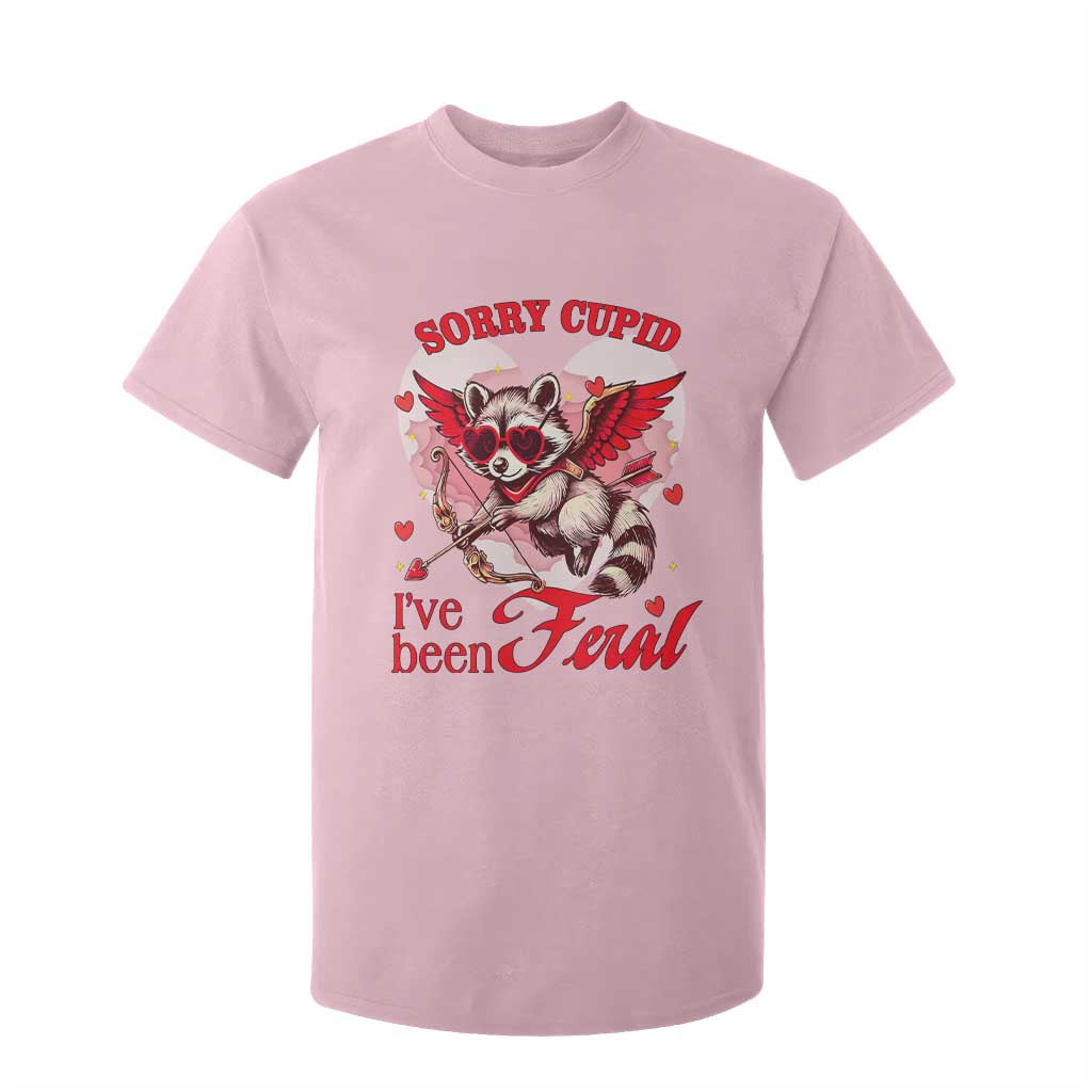 Funny Valentine's Day T Shirt For Kid Sorry Cupid I've Been Feral Raccoon TS09 Light Pink Print Your Wear