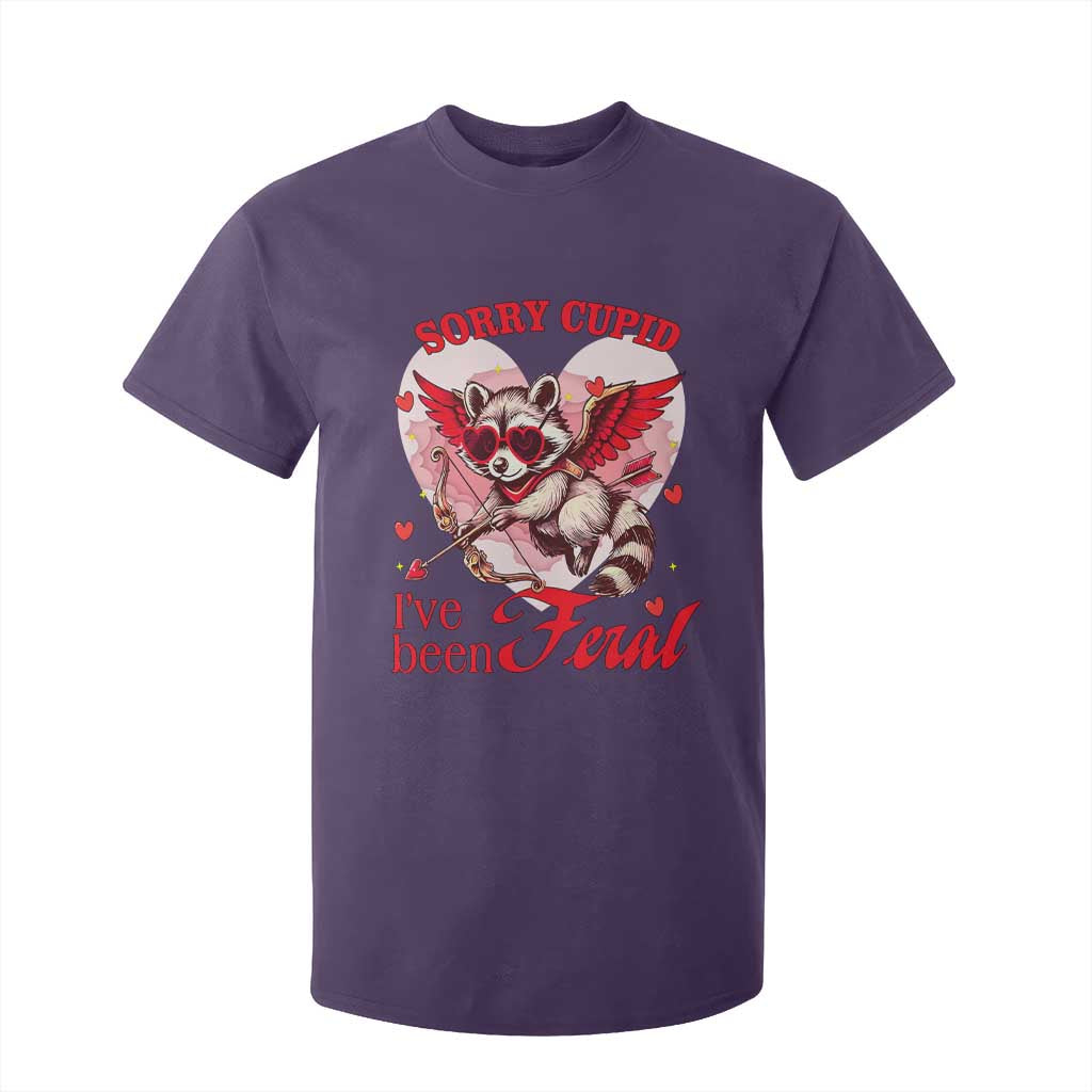 Funny Valentine's Day T Shirt For Kid Sorry Cupid I've Been Feral Raccoon TS09 Purple Print Your Wear