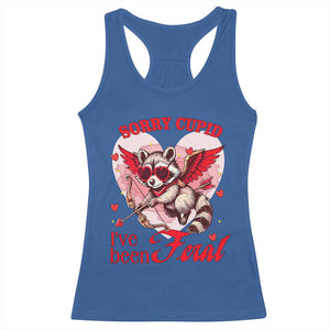 Funny Valentine's Day Racerback Tank Top Sorry Cupid I've Been Feral Raccoon TS09 Royal Blue Print Your Wear