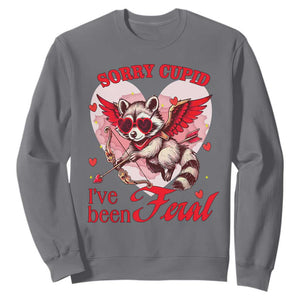Funny Valentine's Day Sweatshirt Sorry Cupid I've Been Feral Raccoon TS09 Charcoal Print Your Wear