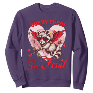 Funny Valentine's Day Sweatshirt Sorry Cupid I've Been Feral Raccoon TS09 Purple Print Your Wear