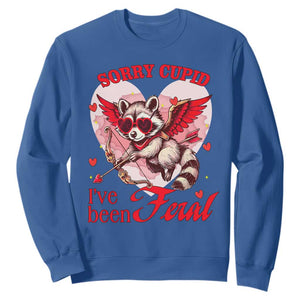 Funny Valentine's Day Sweatshirt Sorry Cupid I've Been Feral Raccoon TS09 Royal Blue Print Your Wear