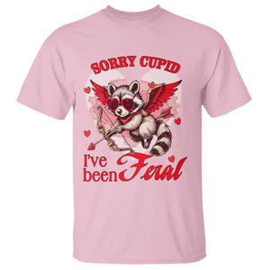 Funny Valentine's Day T Shirt Sorry Cupid I've Been Feral Raccoon TS09 Light Pink Print Your Wear