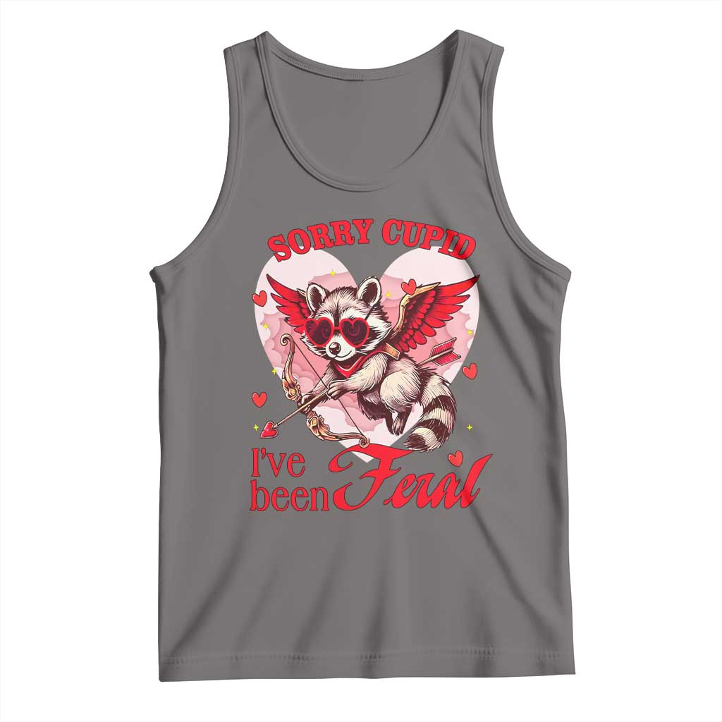 Funny Valentine's Day Tank Top Sorry Cupid I've Been Feral Raccoon TS09 Deep Heather Print Your Wear