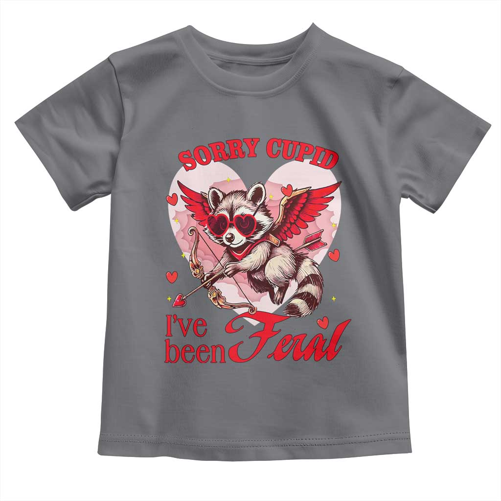 Funny Valentine's Day Toddler T Shirt Sorry Cupid I've Been Feral Raccoon TS09 Charcoal Print Your Wear