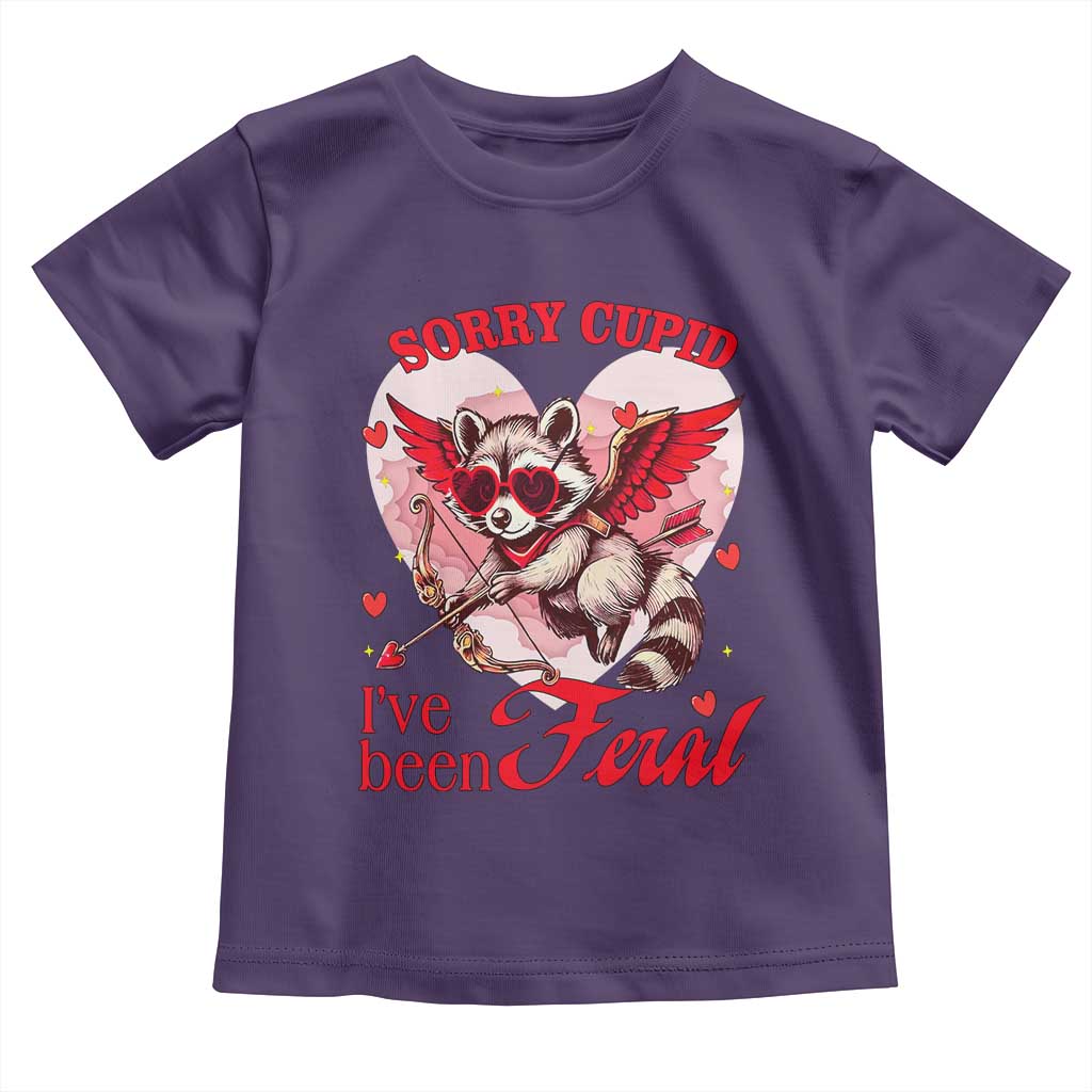 Funny Valentine's Day Toddler T Shirt Sorry Cupid I've Been Feral Raccoon TS09 Purple Print Your Wear