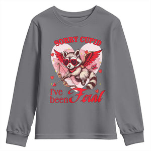 Funny Valentine's Day Youth Sweatshirt Sorry Cupid I've Been Feral Raccoon TS09 Charcoal Print Your Wear
