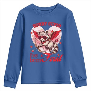 Funny Valentine's Day Youth Sweatshirt Sorry Cupid I've Been Feral Raccoon TS09 Royal Blue Print Your Wear
