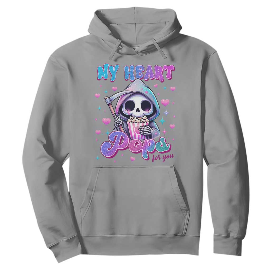 Funny Valentine's Day Hoodie My Heart Pops For You Cute Death Grim Popcorn TS09 Sport Gray Print Your Wear