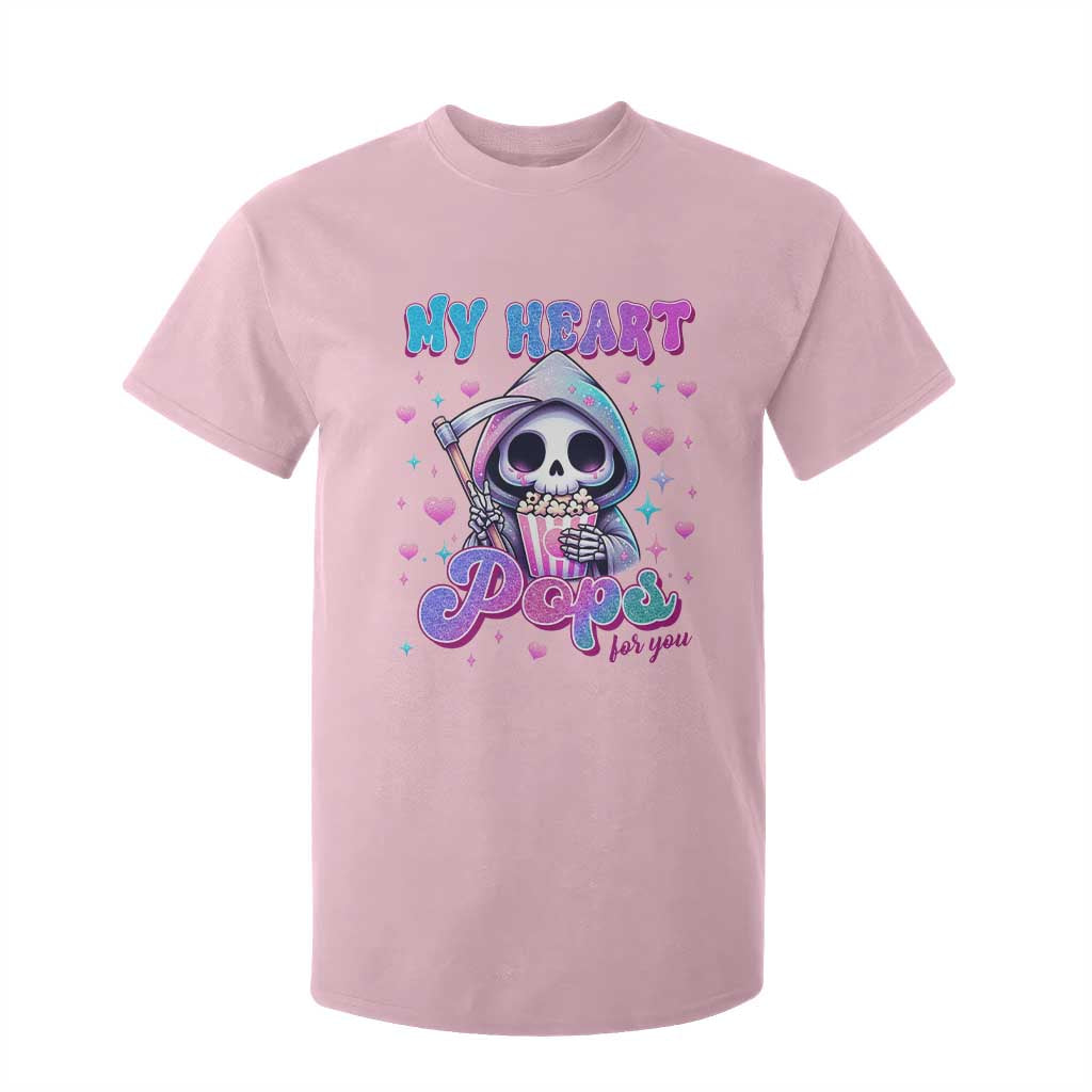 Funny Valentine's Day T Shirt For Kid My Heart Pops For You Cute Death Grim Popcorn TS09 Light Pink Print Your Wear