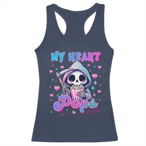 Funny Valentine's Day Racerback Tank Top My Heart Pops For You Cute Death Grim Popcorn TS09 Navy Print Your Wear